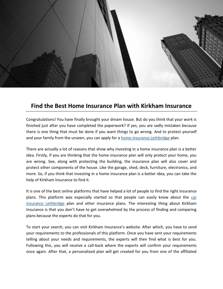 find the best home insurance plan with kirkham