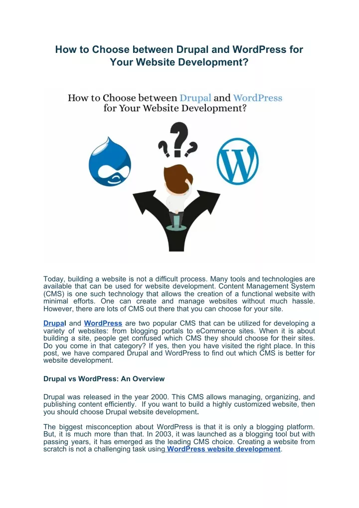 how to choose between drupal and wordpress