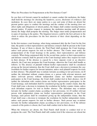what are procedures for postponement at the first