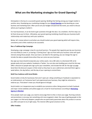 what are the marketing strategies for grand