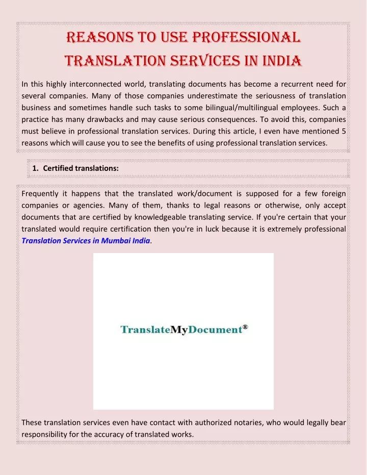 reasons to use professional translation services