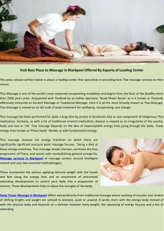 Deep Tissue Massage in Blackpool