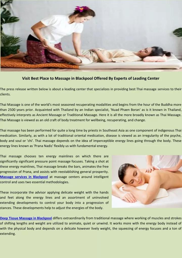 visit best place to massage in blackpool offered
