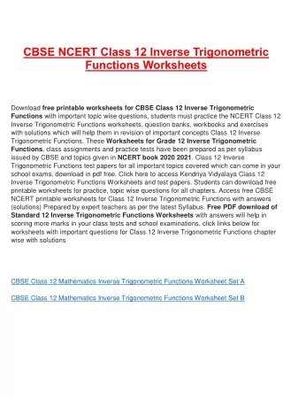 cbse ncert class 12 inverse trigonometric