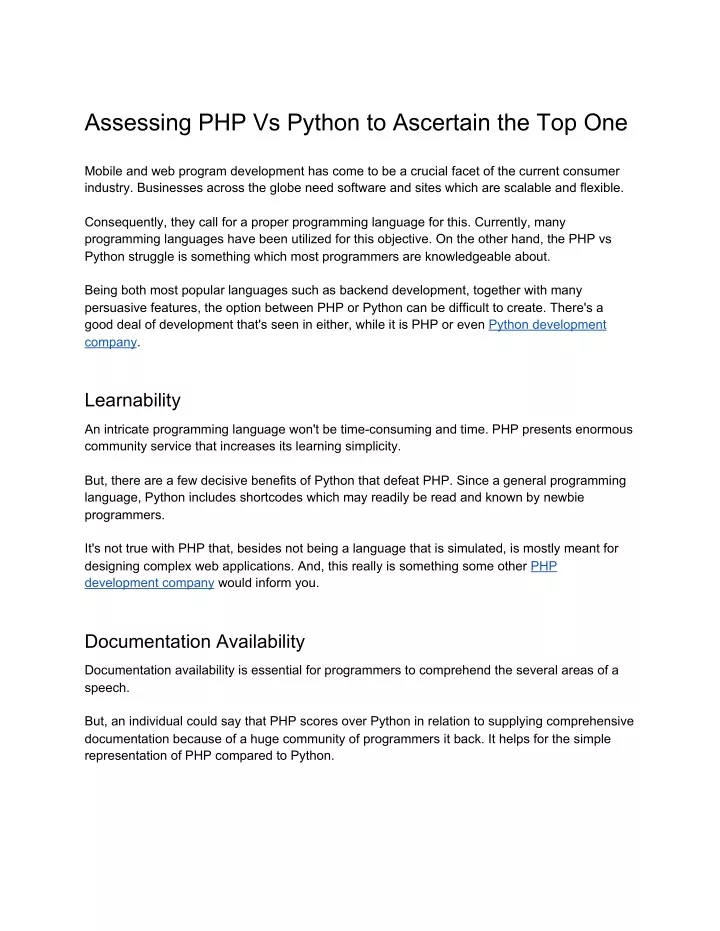 assessing php vs python to ascertain the top one