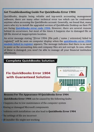 Get Troubleshooting Guide For QuickBooks Error 1904
