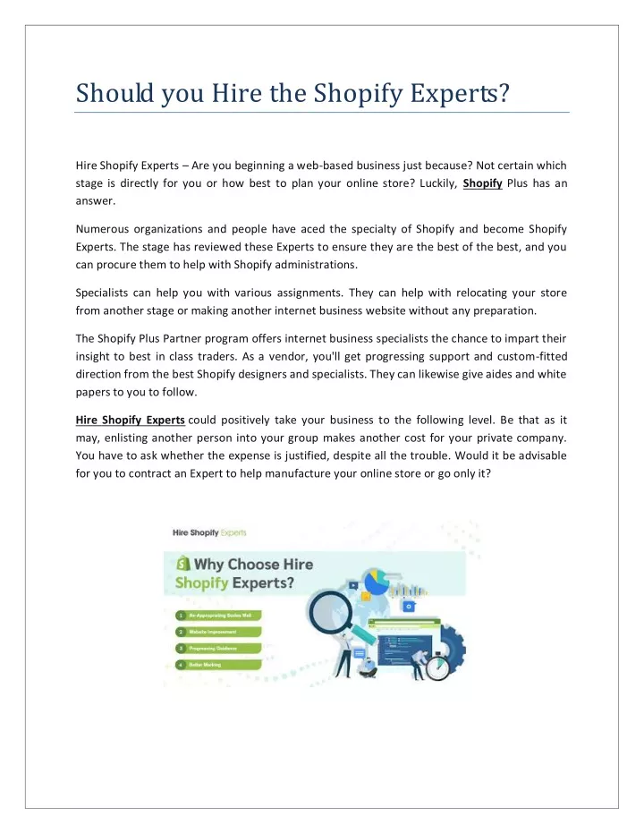 should you hire the shopify experts