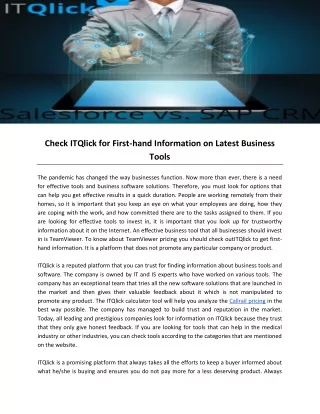 Check ITQlick for First-hand Information on Latest Business Tools