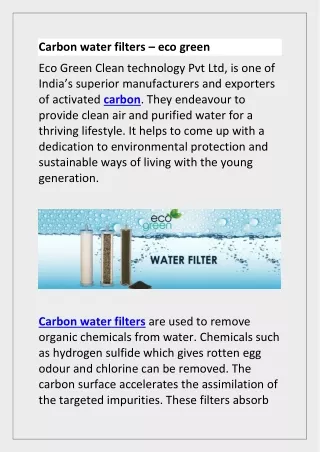 Carbon water filters – eco green
