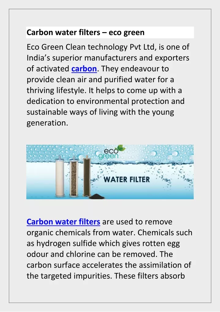carbon water filters eco green