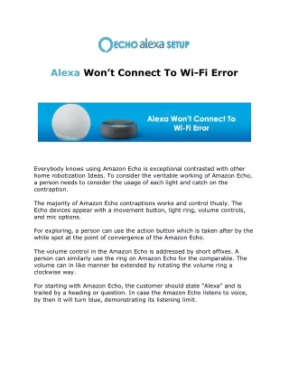 Alexa Won’t Connect To Wi-Fi Error