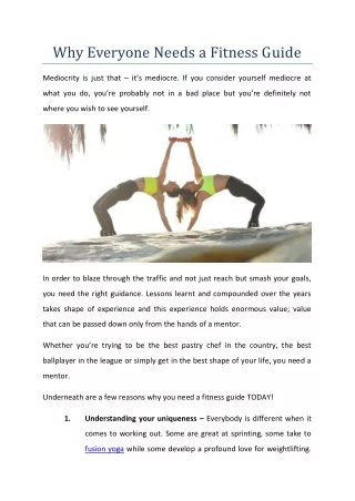 why everyone needs a fitness guide