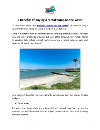 5 Benefits of buying a rental home on the water