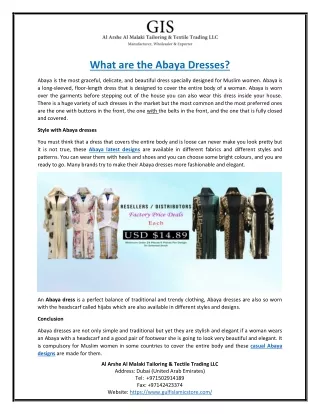 What are the Abaya Dresses?