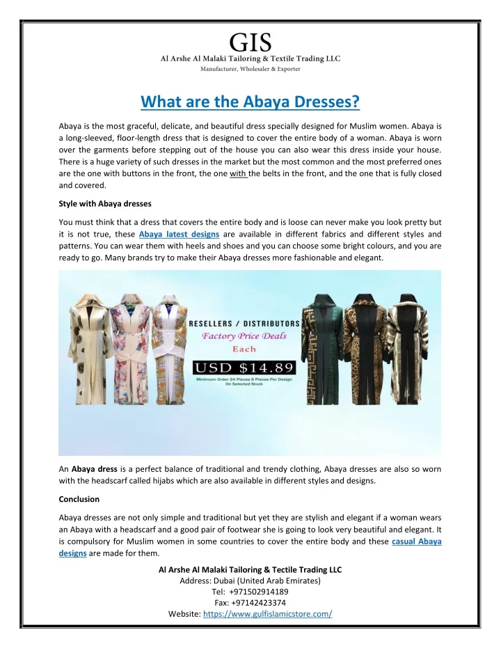 what are the abaya dresses