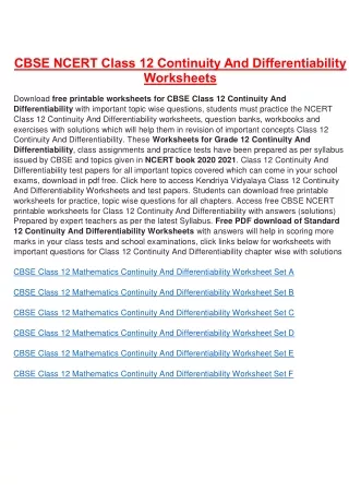 cbse ncert class 12 continuity