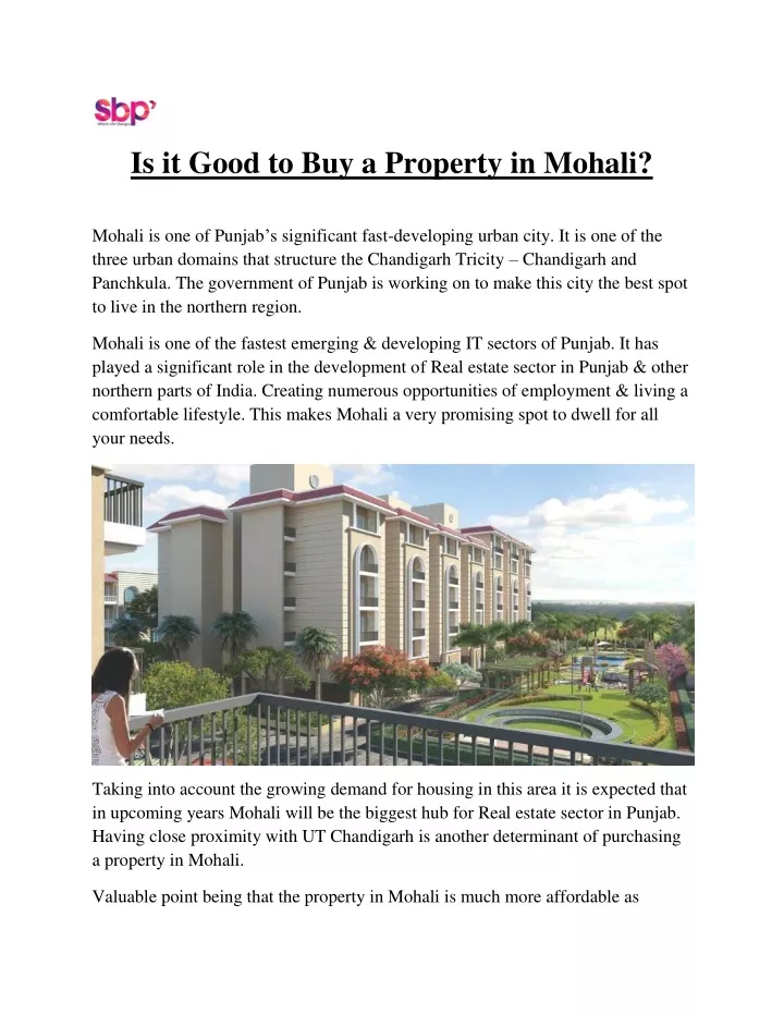 is it good to buy a property in mohali