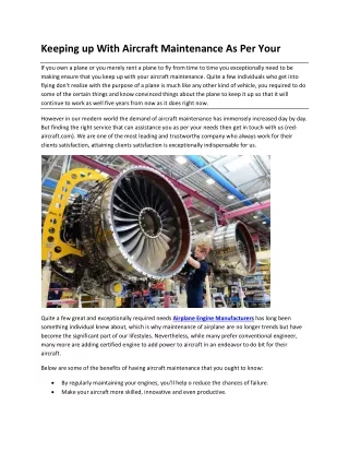 keeping up with aircraft maintenance as per your