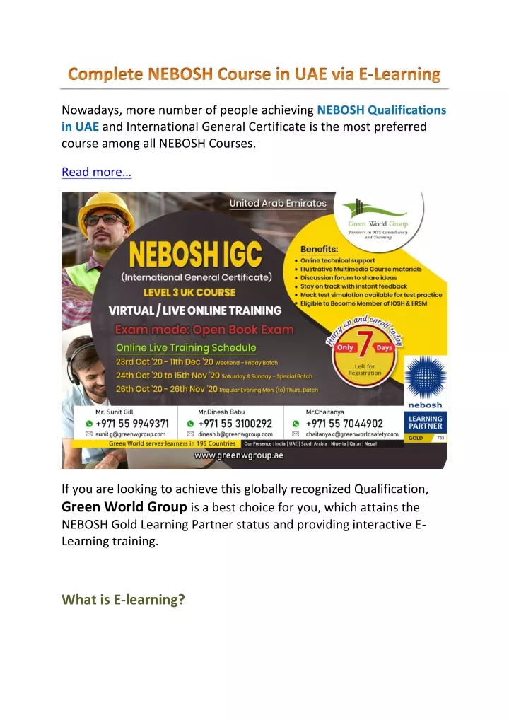 nowadays more number of people achieving nebosh