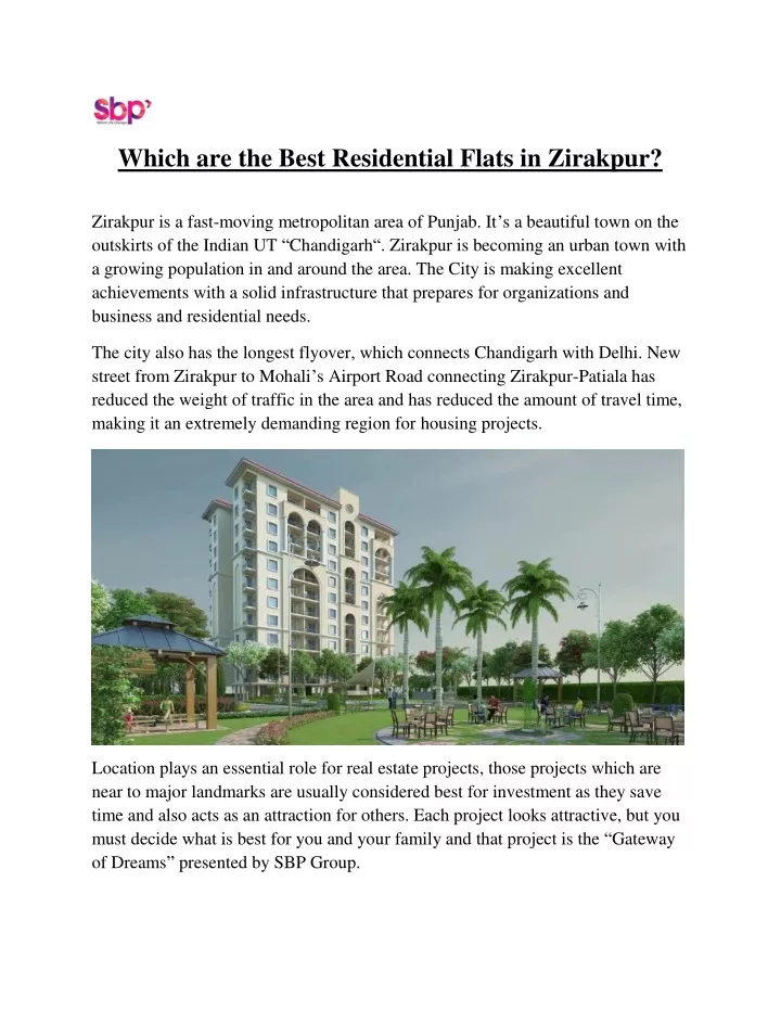 which are the best residential flats in zirakpur
