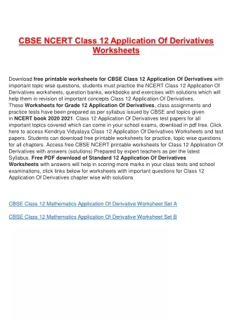 cbse ncert class 12 application of derivatives