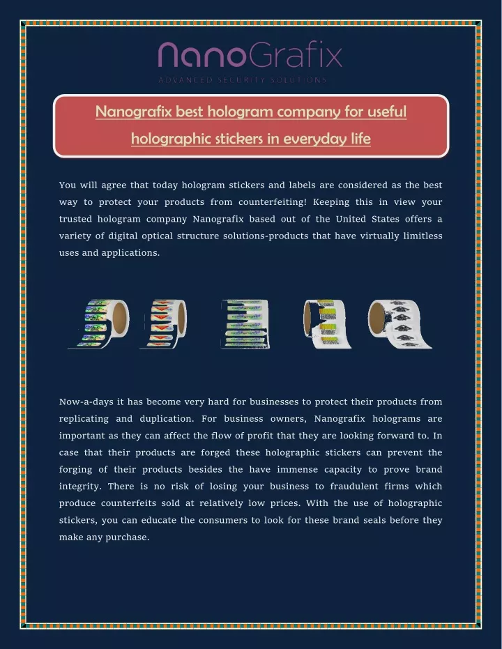 nanografix best hologram company for useful