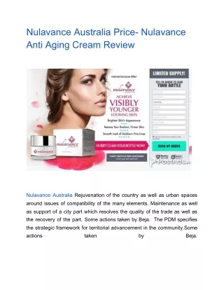 Nulavance Australia Price- Nulavance Anti Aging Cream Review