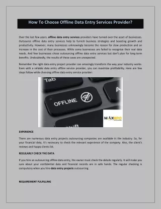 how to choose offline data entry services provider