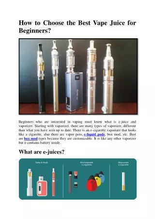 How to Choose the Best Vape Juice for Beginners?