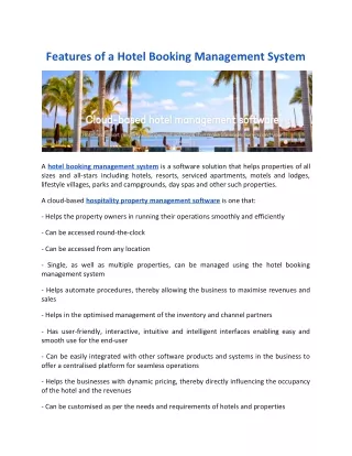 features of a hotel booking management system