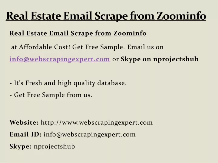 real estate email scrape from zoominfo