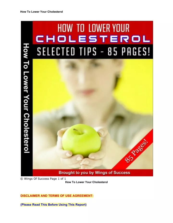 how to lower your cholesterol
