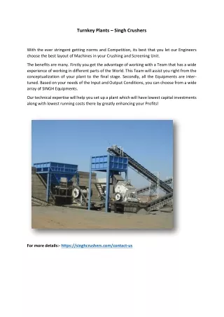 Turnkey Plants - Singh Crushers