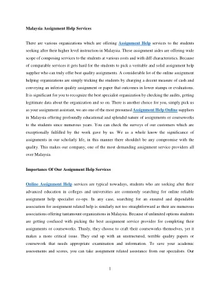 malaysia assignment help services