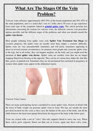 what are the stages of the vein problem