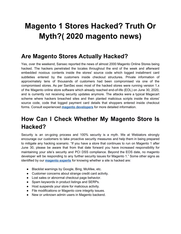 magento 1 stores hacked truth or myth 2020