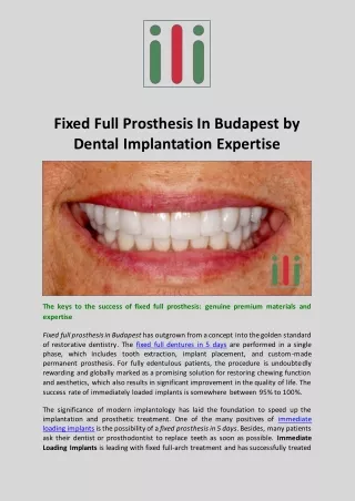 Fixed Full Prosthesis In Budapest by Dental Implantation Expertise