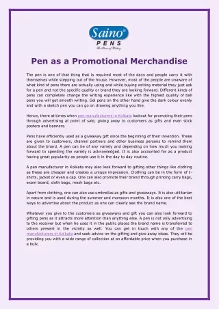Pen as a Promotional Merchandise