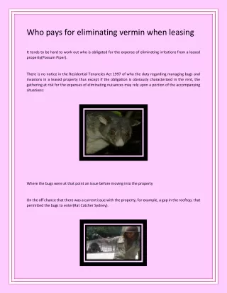 who pays for eliminating vermin when leasing