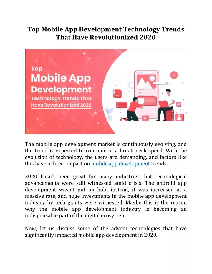 top mobile app development technology trends that