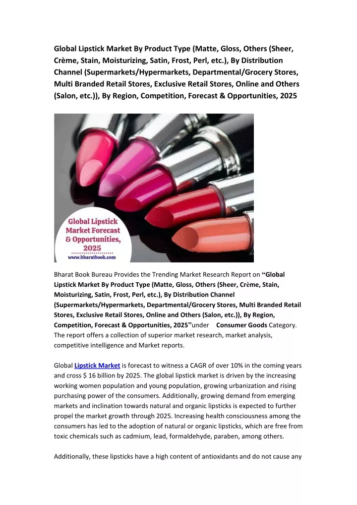 global lipstick market by product type matte