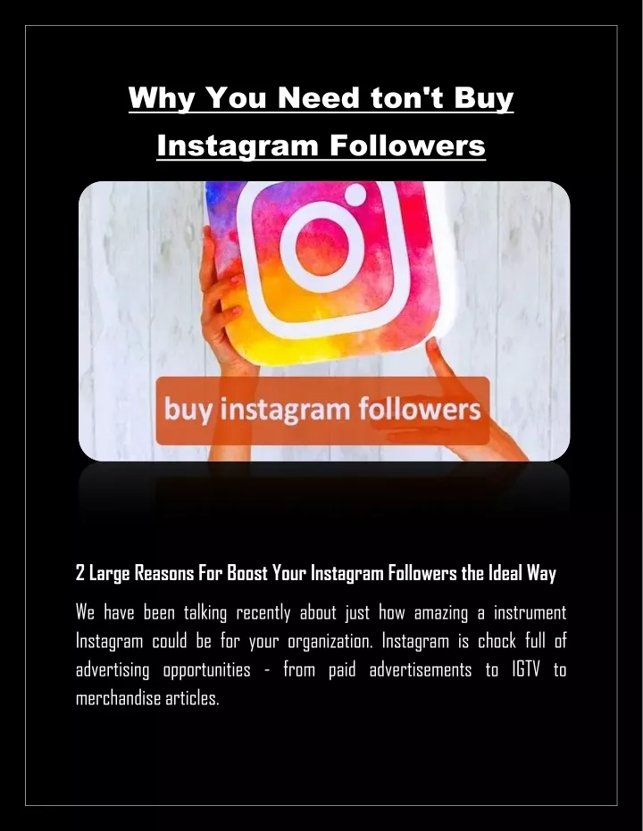 why you need ton t buy instagram followers