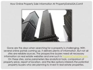 How Online Property Sale Information At Propertydatausa.Com?