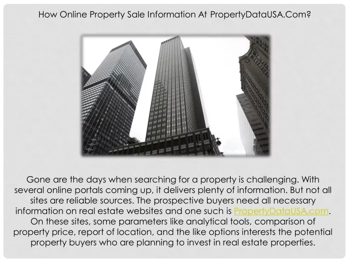 how online property sale information