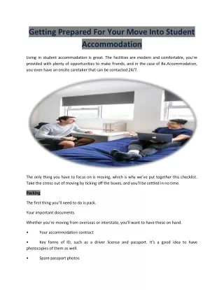 getting prepared for your move into student