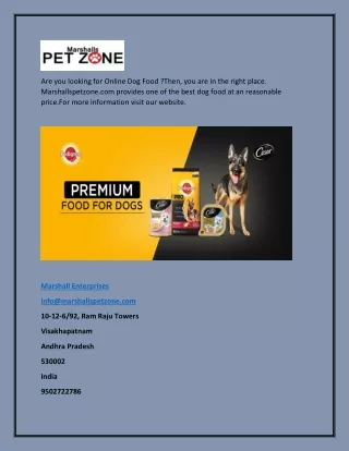 Dog Food Online | Marshallspetzone