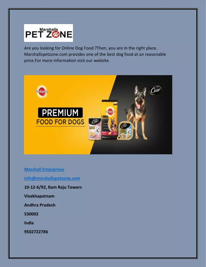 are you looking for online dog food then