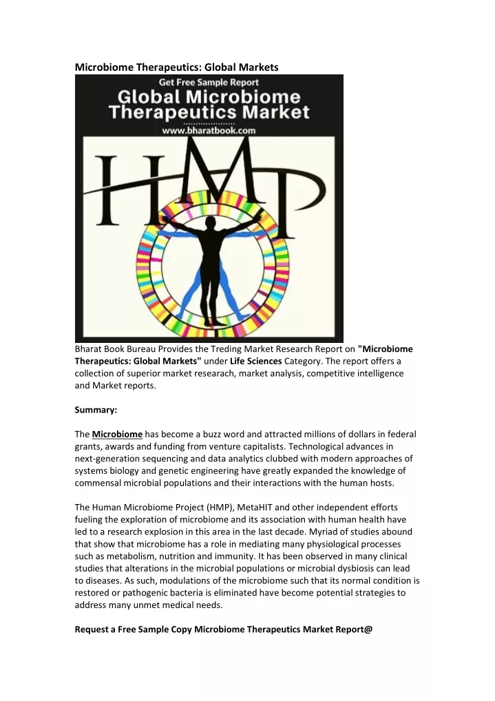 microbiome therapeutics global markets