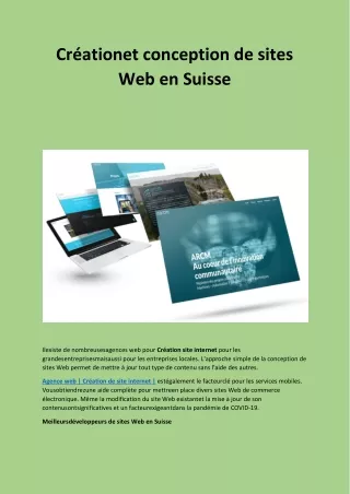 Créationet conception de sites Web en Suisse