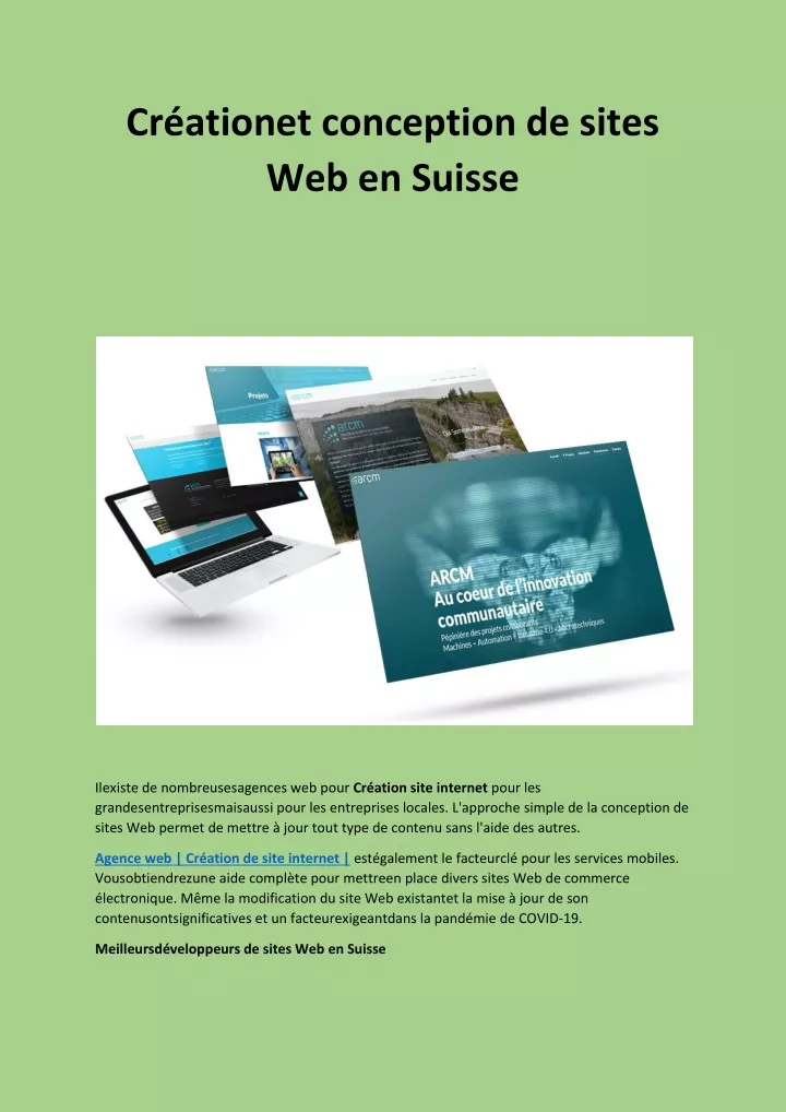 cr ationet conception de sites web en suisse